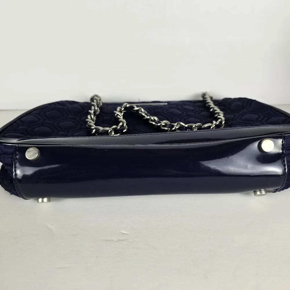 Vera Bradley Navy Blue Short Chain Handle Quilted Handbag - Picture 9 of 15
